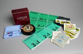 "Sandown" a horse racing roulette parlour game by F H Ayres,
the maroon cardboard box edition,