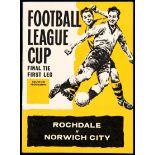 Football League Cup Final programme Rochdale v Norwich 26th April 1962,