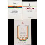 A trio of Moscow 1980 Olympic Games diplomas,