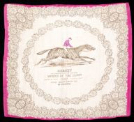 A very early Derby winner's commemorative scarf for the 1867 Derby won by Hermit,