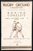 A boxing programme for the World Heavyweight Championship (coloured) contest between Larry Gains