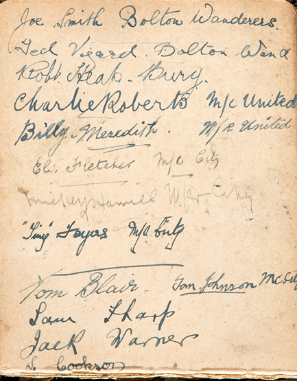 A football autograph album circa 1919-20,
autographs collected in the Manchester area,