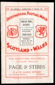 Wales v Scotland international programme played at Ninian Park, Cardiff,