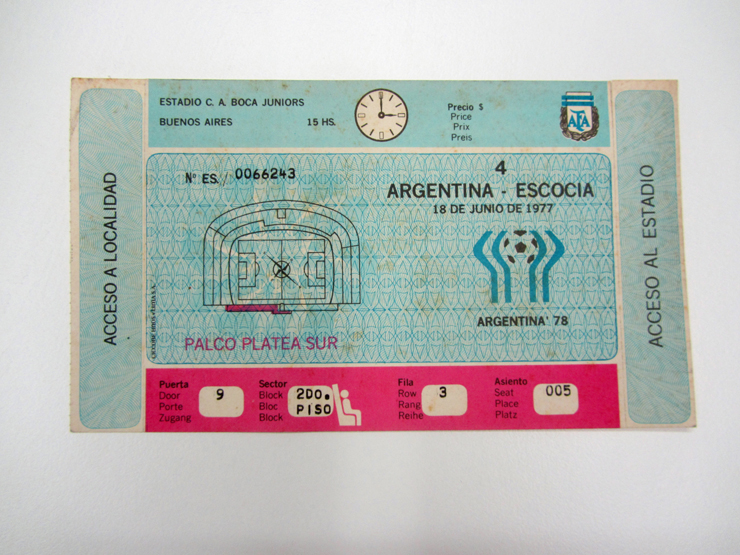 A ticket for the Argentina v Scotland international played at Estadio C.A.