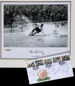 An autographed England football legends postal cover,