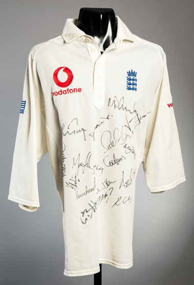 A team-signed England cricket shirt from the 2003 Test Series in Bangladesh,
