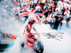 Carl Fogarty signed 1994 World Superbike Champion large colour photograph,