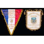 Two official match pennants presented to the Republic of Ireland during the 1983 Toulon U-21