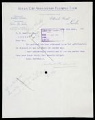 A Leeds City AFC letter signed by club secretary Herbert Chapman and dated 18th January 1916,