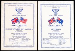 Two scarce Davis Cup programmes for 1935 and 1936,