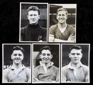 Five signed b&w press photographs of Manchester United Busby Babes,
comprising Duncan Edwards,
