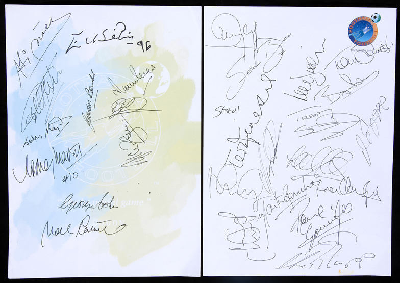 Two autographed sheets for the opening of the "Football Football" theme restaurant in London in - Image 2 of 2