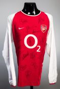 A replica Arsenal home jersey signed by the 2003-04 season 'Invicibles',