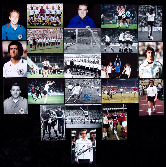 46 signed photographs relating to West German World Cup footballers from 1954 to 1990,