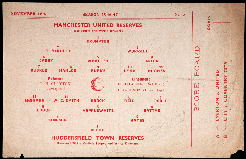 A collection of 12 Manchester United single-sheet home programmes,
