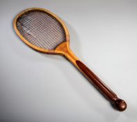 An extremely scarce 'Ball-Tail' Paragon lawn tennis racket by George Gibson Bussey, Peckham, London,