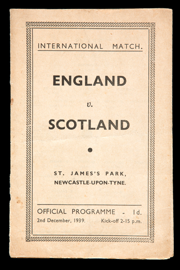 The very scarce England v Scotland wartime international match programme played at Newcastle United