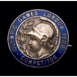 A London 1908 Olympic Games competitor's badge,
by Vaughton of Birmingham, silvered bronze & enamel,