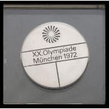A Munich 1972 Olympic Games cased participant's medal,
steel, 49mm, by F.