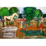 Elie Lambert (contemporary)
LONGCHAMP
signed & titled, oil on paper, 40.5 by 58.5cm., 16 by 23in.