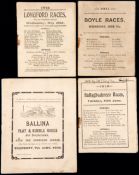 Ten Irish racecards,
Dunmore 18.7.1901, Ballina 7.6.1906, Boyle 7.6.1911, Longford 29.5.