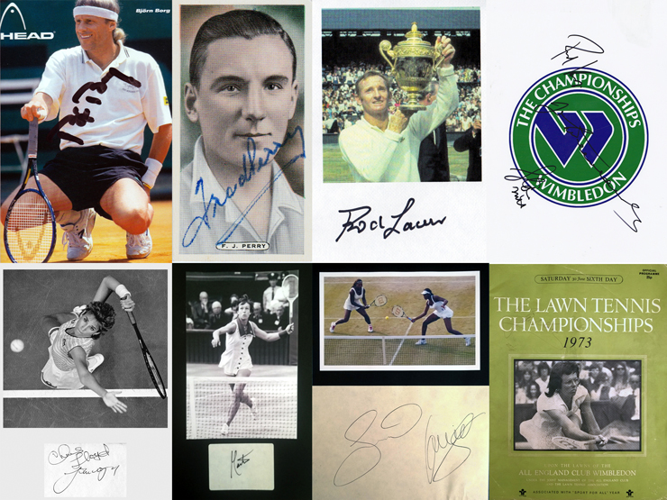 Autographs of Wimbledon Tennis Champions (1930-2000s),