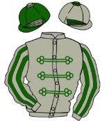 The British Horseracing Authority Sale of Racing Colours:
SILVER, DARK GREEN braid, striped sleeves,