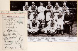 The signatures of the Arsenal 1935-36 F.A.