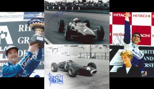 Four autographed period photographs of British Formula 1 World Champions, John Surtees,
