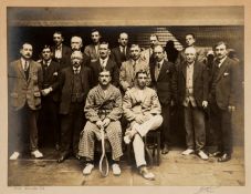 A scarce card mounted photographic print showing the gathering of tennis enthusiasts to witness an