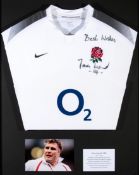 A Jason Leonard signed England rugby shirt,
signed Best Wishes, Jason Leonard, 114,