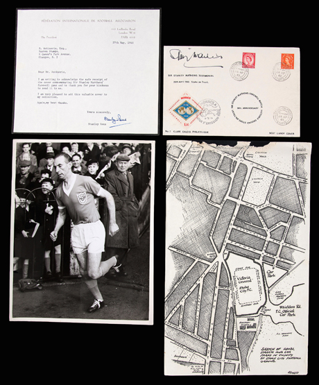 A Sir Stanley Matthews signed postal cover for his Farewell Match 28th April 1965,
signed in ink,