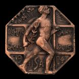 A 1904 St Louis Olympic Games athlete's participation medal,
without any traces of loop at top edge,