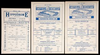 Three Sheffield Wednesday v Manchester United reserves programmes,
1.12.28, 19.9.36 & 18.12.