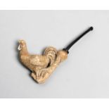 A rare Tottenham Hotspur cockerel mascot smoker's clay pipe,
inscribed SPURS, PLAY UP, small chip,