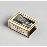 A match box holder with printed photographic decoration featuring Ascot Races and greyhound racing