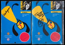 Two 1999 Champions League Final match programmes signed by Sir Alex Ferguson and the Manchester