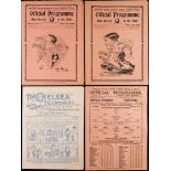 Four Tottenham Hotspur programmes,
an away at Chelsea 16th October 1920,