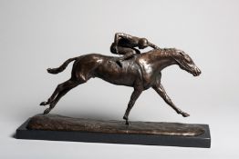 Philip Blacker (contemporary)
A RACEHORSE RIDDEN IN A FINISH BY LESTER PIGGOTT
signed PB,