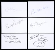 300 index cards signed by British footballers 1950s-1980s,
each measuring 5 by 3in.