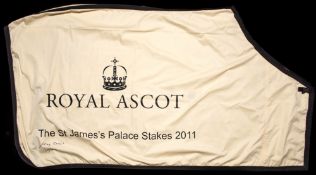 The winner's sheet worn by Frankel after his victory in The St James's Palace Stakes at Royal Ascot