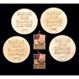 A group of six replica European Cup winner's medals all dated for years the tournament was won by