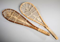 A pair of very unusual Basque Pelota “Xare” rackets.