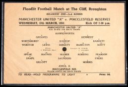 A scarce Manchester United 'A' v Macclesfield Gilgryst Cup 2nd Round match programme 17th March