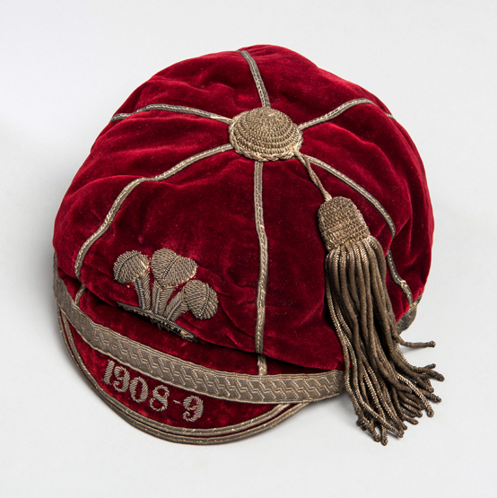 George Hayward: a red Wales international rugby cap 1908-09,