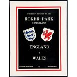 England v Wales international programme played at Roker Park, Sunderland, 15th November 1950,