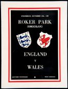 England v Wales international programme played at Roker Park, Sunderland, 15th November 1950,