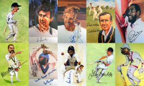 Ten signed prints of World Cricketing greats (1960-2000s),