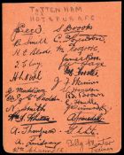 The autographs of the Tottenham Hotspur 1922-23,
on a page removed from an album,