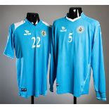 Two sky blue San Marino international jerseys 2007,
a short-sleeved No.22 and a long-sleeved No.